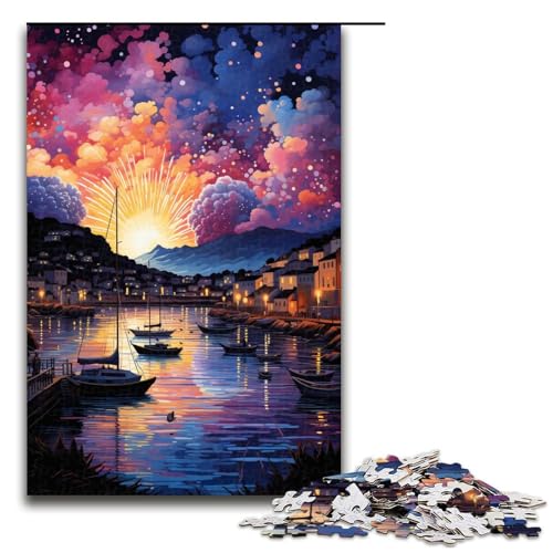 Puzzle für Erwachsene 1000 Teile Die farbenfrohe Psychedelia des Hafens von Dubrovnik Puzzle Lernspiele für Zuhause DIY Spielzeug tolles Geschenk für Spiele 75 x 50 cm von linghhiming