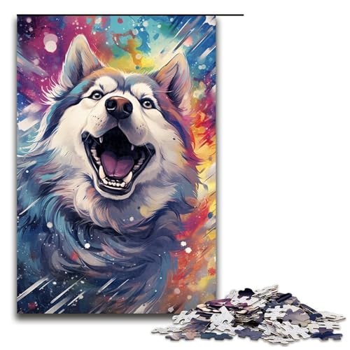 Puzzle für Erwachsene 1000 Teile Die farbenfrohe Psychedelia des Sternenhimmels Hund Puzzle Spiele Spielzeug Geschenk Geeignet für die Schreibtischdekoration 75x50cm von linghhiming