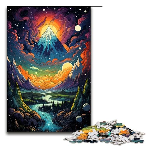 Puzzle für Erwachsene 1000 Teile Die farbenfrohe Psychedelia des kosmischen Berges Puzzlespiel Spielzeug Lustig 75x50cm von linghhiming