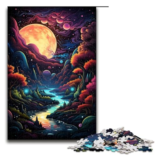 Puzzle für Erwachsene 1000 Teile Die farbenfrohe Psychedelia des mysteriösen Mondes Puzzlespiel Spielzeug Lustig 75x50cm von linghhiming