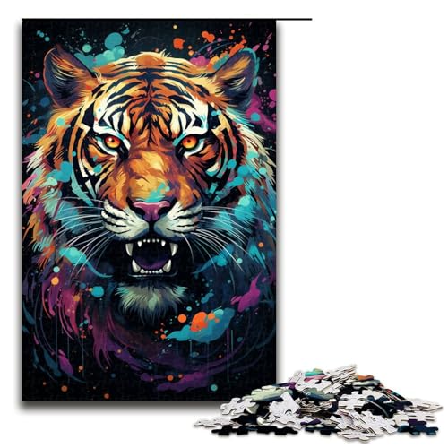 Puzzle für Erwachsene 1000 Teile Die farbenfrohe Psychedelia des mysteriösen Tigers Puzzle Lernspiele für Zuhause DIY Spielzeug tolles Geschenk für Spiele 75 x 50 cm von linghhiming