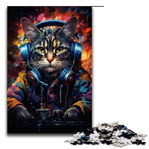 Puzzle für Erwachsene 1000 Teile Die farbenfrohe Psychedelia von DJ Cat Puzzles Spiele Spielzeug Geschenk Geeignet für die Schreibtischdekoration 75x50cm von linghhiming