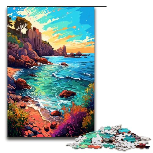 Puzzle für Erwachsene 1000 Teile Die farbenfrohe Psychedelia von Rocapina Beach Puzzle Spiele Spielzeug Geschenk Geeignet für die Schreibtischdekoration 75x50cm von linghhiming