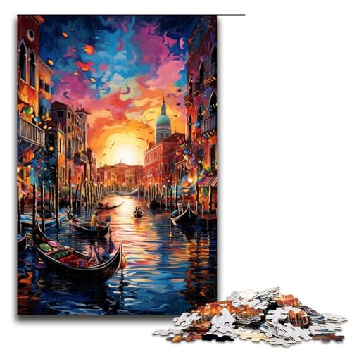 Puzzle für Erwachsene 1000 Teile Die farbenfrohe Psychedelia von Venedig Puzzlespiel Spielzeug Lustig 75x50cm von linghhiming