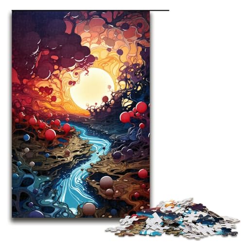 Puzzle für Erwachsene 1000 Teile Die farbenfrohe Psychedelie des Loiretals Mustermontage hilft dem Gehirn süchtig machendes Spielzeug zur Förderung der Geduld 75 x 50 cm von linghhiming