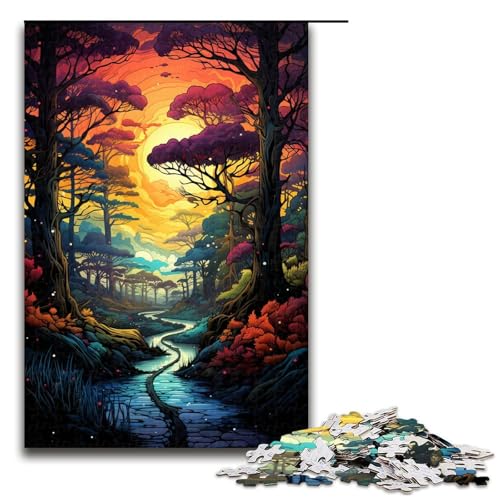 Puzzle für Erwachsene 1000 Teile Die farbenfrohe psychedelische Schönheit des Nara Parks Holzpuzzle für die ganze Familie Lernspiel Herausforderungsspielzeug 75 x 50 cm von linghhiming