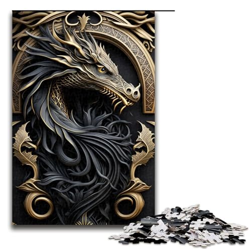 Puzzle für Erwachsene 1000 Teile Dragon Glory Art Deco Holzpuzzle für Kinder Lernspiel 75 x 50 cm von linghhiming