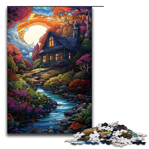 Puzzle für Erwachsene 1000 Teile Dschungelhütte Holzpuzzle für Kinder Lernspiel 1000 Teile (75 x 50 cm) von linghhiming