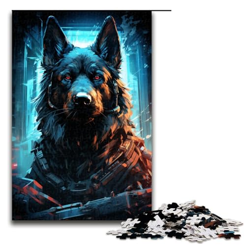 Puzzle für Erwachsene 1000 Teile EIN Blauer Hund mit Brille und Stirnband Puzzle Spiele Spielzeug Geschenk Geeignet für die Schreibtischdekoration 75x50cm von linghhiming
