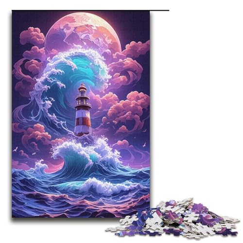 Puzzle für Erwachsene 1000 Teile EIN Leuchtturm in der Brandung Puzzle Lernspiele für Zuhause DIY-Spielzeug tolles Geschenk für Spiele 1000 Teile (38 x 26 cm) von linghhiming