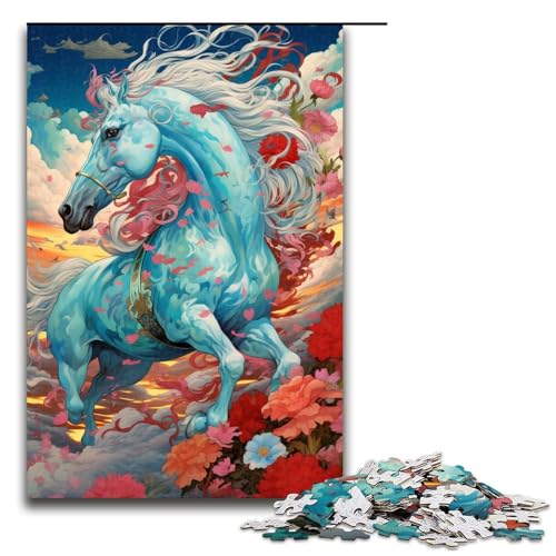 Puzzle für Erwachsene 1000 Teile EIN Pferd rennt im Himmel Puzzle Lernspiele für Zuhause DIY Spielzeug tolles Geschenk für Spiele 75 x 50 cm von linghhiming