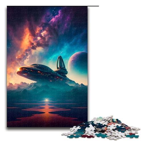 Puzzle für Erwachsene 1000 Teile EIN gestrandetes Raumschiff Holzpuzzle 75 x 50 cm von linghhiming