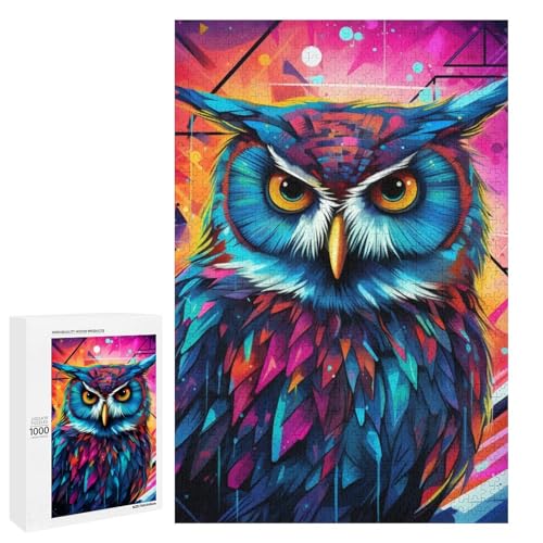 Puzzle für Erwachsene 1000 Teile Fantasy Kunst Eulen Puzzle Holzpuzzle Lernspiel Herausforderungsspielzeug 75 x 50 cm von linghhiming