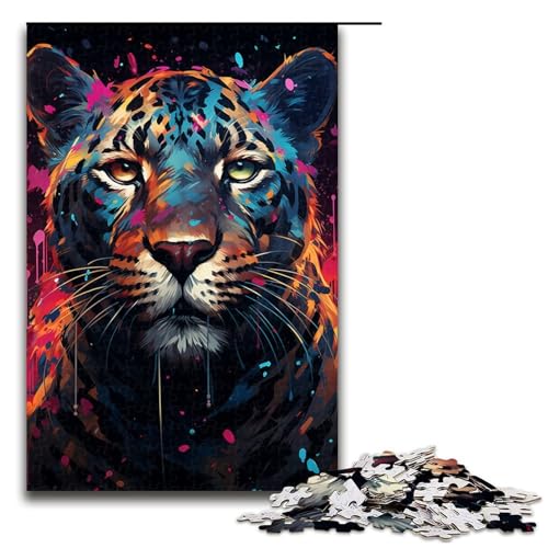 Puzzle für Erwachsene 1000 Teile Farbiger Gepard Puzzle Spiele Spielzeug Geschenk geeignet für die Schreibtischdekoration 75 x 50 cm von linghhiming