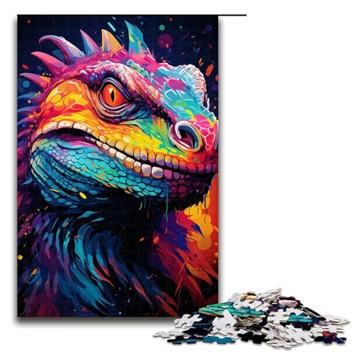 Puzzle für Erwachsene 1000 Teile Farbmalerei Chamäleon Heimdekoration Puzzle Spielzeug Geschenk für die ganze Familie 75 x 50 cm von linghhiming