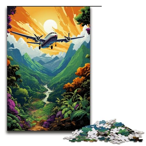 Puzzle für Erwachsene 1000 Teile Farbmalerei Flugzeug Holzpuzzle 75 x 50 cm von linghhiming