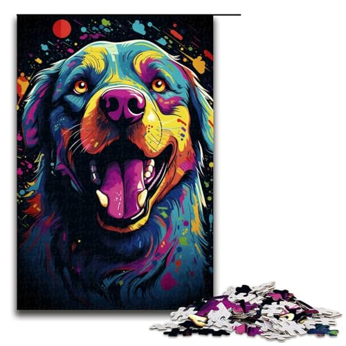 Puzzle für Erwachsene 1000 Teile Farbmalerei Hunde Puzzle Spiele Spielzeug Geschenk geeignet für die Schreibtischdekoration 75 x 50 cm von linghhiming