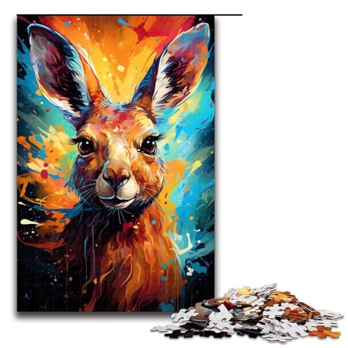 Puzzle für Erwachsene 1000 Teile Farbmalerei Känguru Heimdekoration Puzzle Spielzeug Geschenk für die ganze Familie 75 x 50 cm von linghhiming