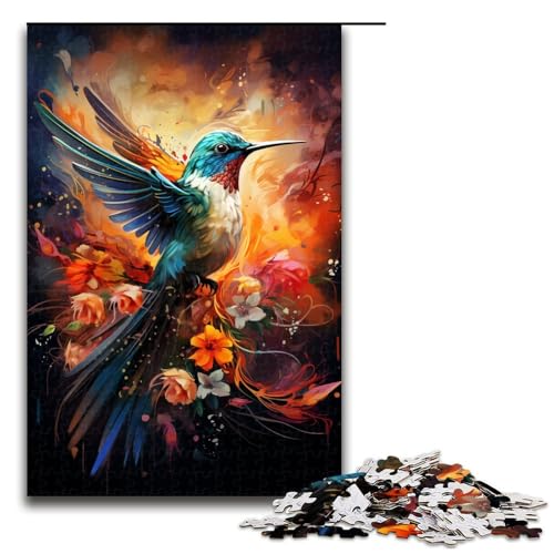 Puzzle für Erwachsene 1000 Teile Farbmalerei Kolibri Puzzle Spiele Spielzeug Geschenk geeignet für die Schreibtischdekoration 75 x 50 cm von linghhiming