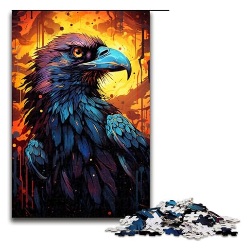 Puzzle für Erwachsene 1000 Teile Farbmalerei Krähenmuster Zusammenbau hilft dem Gehirn süchtig machendes Spielzeug zur Förderung der Geduld 75 x 50 cm von linghhiming