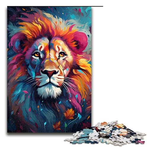 Puzzle für Erwachsene 1000 Teile Farbmalerei Löwen Puzzle Lernspiele für Zuhause DIY Spielzeug tolles Geschenk für Spiele 75 x 50 cm von linghhiming