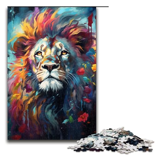Puzzle für Erwachsene 1000 Teile Farbmalerei Löwen Puzzle Spiele Spielzeug Geschenk geeignet für die Schreibtischdekoration 75 x 50 cm von linghhiming