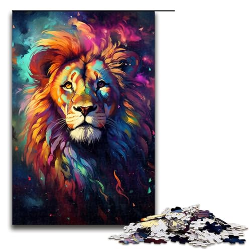 Puzzle für Erwachsene 1000 Teile Farbmalerei Löwen Puzzle Spiele Spielzeug Geschenk geeignet für die Schreibtischdekoration 75 x 50 cm von linghhiming