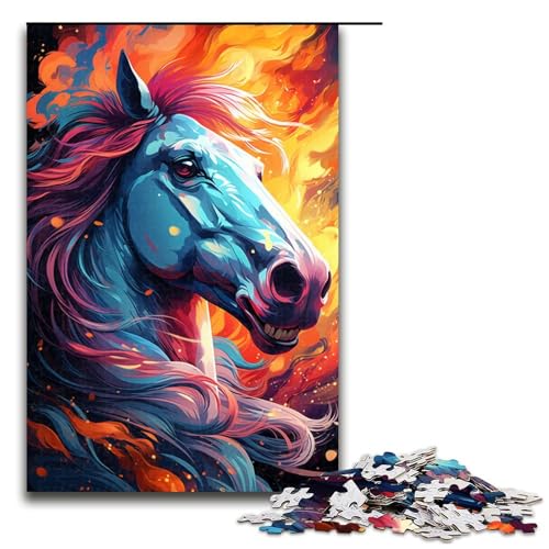 Puzzle für Erwachsene 1000 Teile Farbmalerei Pferde Puzzle Spiele Spielzeug Geschenk geeignet für die Schreibtischdekoration 75 x 50 cm von linghhiming