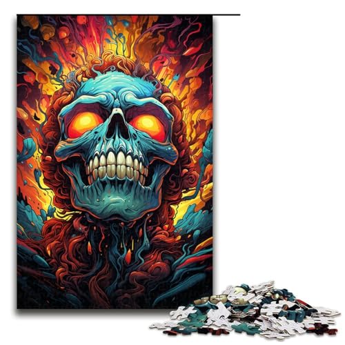Puzzle für Erwachsene 1000 Teile Farbmalerei Totenkopf Holzpuzzle 75 x 50 cm von linghhiming