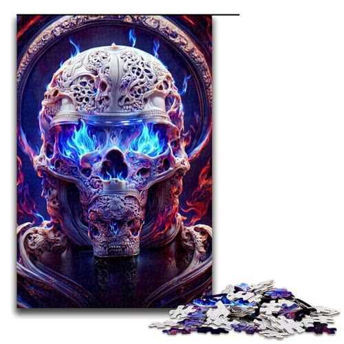 Puzzle für Erwachsene 1000 Teile Feuerschädel Holzpuzzle 75 x 50 cm von linghhiming