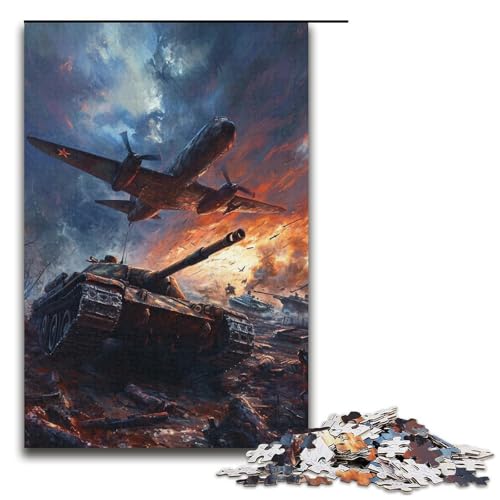 Puzzle für Erwachsene 1000 Teile Flugzeuge und Panzer Puzzle Spiele Spielzeug Geschenk Geeignet für Desktop-Dekoration 1000 PCS (38x26cm) von linghhiming