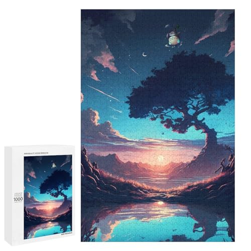 Puzzle für Erwachsene 1000 Teile Flussufer Baum Puzzle Holzpuzzle Lernspiel Herausforderungsspielzeug (75 x 50 cm) von linghhiming