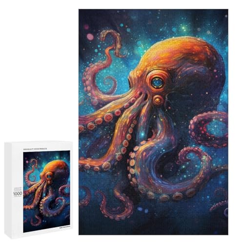 Puzzle für Erwachsene 1000 teiliges Galaxy Octopus Holzpuzzle (75 x 50 cm) von linghhiming