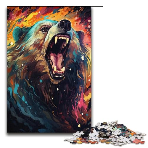 Puzzle für Erwachsene 1000 Teile Gemälde Bunte Bärenkunst Puzzle Lernspiele für Zuhause DIY Spielzeug tolles Geschenk für Spiele 1000 Teile (38 x 26 cm) von linghhiming