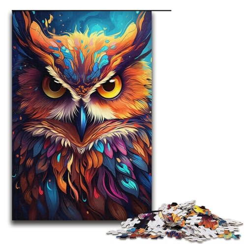 Puzzle für Erwachsene 1000 Teile Gemälde Bunte Eulenkunst Puzzle Lernspiele für Zuhause DIY Spielzeug tolles Geschenk für Spiele 1000 Teile (38 x 26 cm) von linghhiming