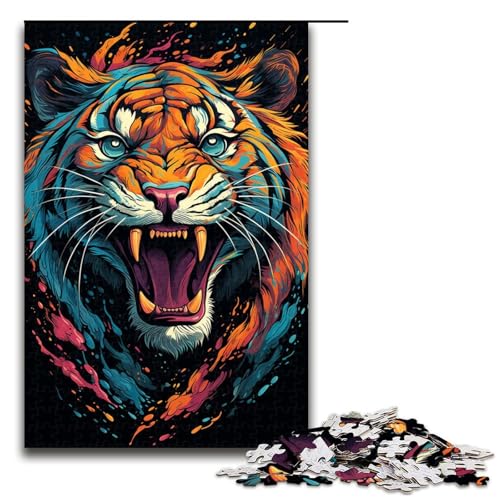 Puzzle für Erwachsene 1000 Teile Gemälde Einer Wilden bunten Löwenfamilie Holzpuzzle Lernspiel Herausforderungsspielzeug 1000 Teile (75 x 50 cm) von linghhiming