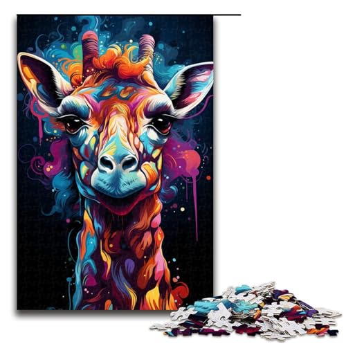 Puzzle für Erwachsene 1000 Teile Gemälde Farb Giraffe Puzzle Spiele Spielzeug Geschenk geeignet für die Schreibtischdekoration 1000 Teile (75 x 50 cm) von linghhiming