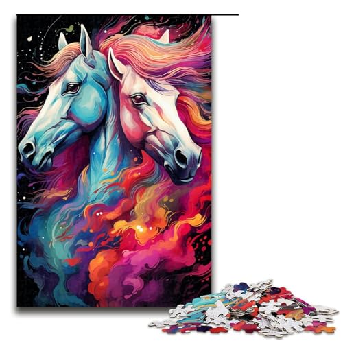 Puzzle für Erwachsene 1000 Teile Gemälde Farbe Pferd Puzzle Spiele Spielzeug Geschenk geeignet für die Schreibtischdekoration 1000 Teile (75 x 50 cm) von linghhiming