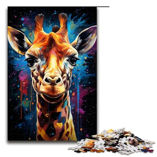 Puzzle für Erwachsene 1000 Teile Gemälde Kunst Giraffe Geburtstagsgeschenk Geschenke für Teenager ab 14 Jahren 1000 Teile (75 x 50 cm) von linghhiming