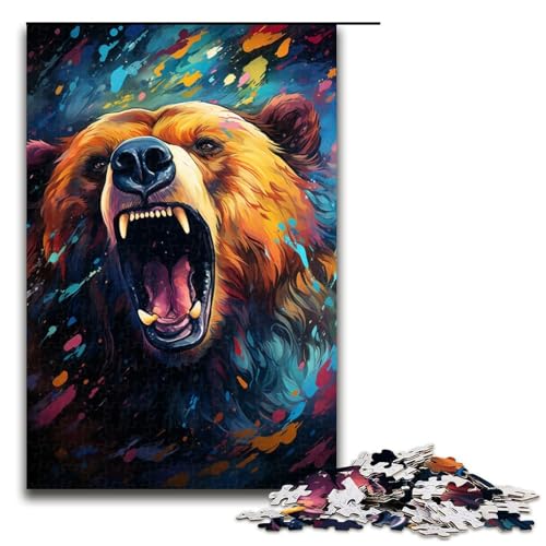 Puzzle für Erwachsene 1000 Teile Gemälde bunter Bär Puzzlespiel Spielzeug lustig 1000 Teile (75 x 50 cm) von linghhiming