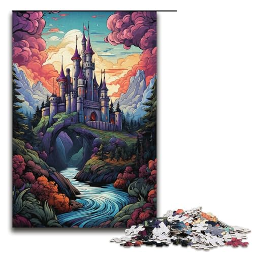 Puzzle für Erwachsene 1000 Teile Gemälde buntes Waldschloss Puzzlespiel Spielzeug lustig 1000 Teile (38 x 26 cm) von linghhiming