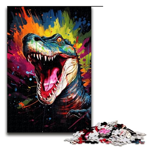 Puzzle für Erwachsene 1000 Teile Gemälde eines Wilden Krokodils Holzpuzzle 1000 Teile (75 x 50 cm) von linghhiming