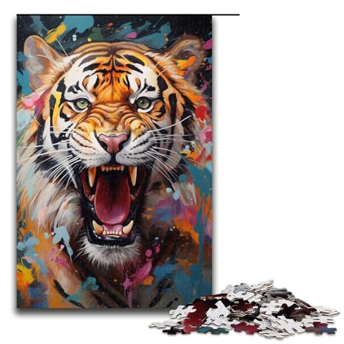 Puzzle für Erwachsene 1000 Teile Gemälde eines Wilden bunten Löwen Puzzlespiel lustiges Spielzeug 1000 Teile (75 x 50 cm) von linghhiming