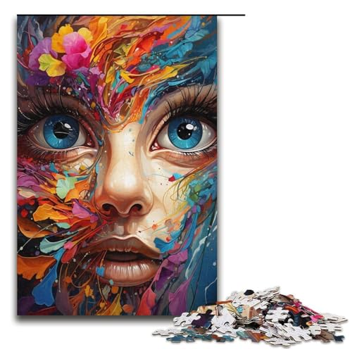 Puzzle für Erwachsene 1000 Teile Gemälde farbiges Gesicht Puzzle Lernspiele für Zuhause DIY Spielzeug tolles Geschenk für Spiele 1000 Teile (38 x 26 cm) von linghhiming