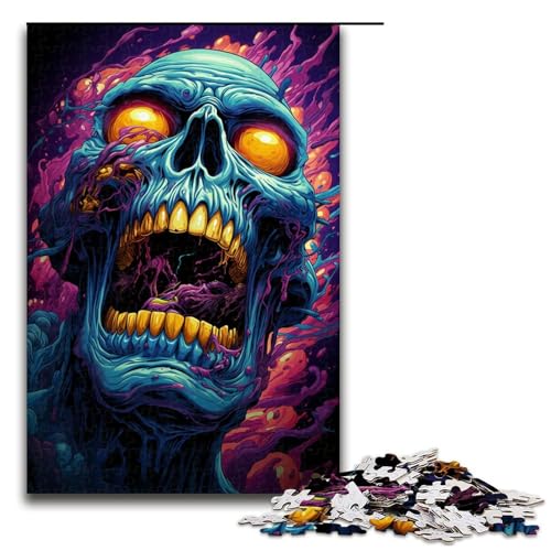 Puzzle für Erwachsene 1000 Teile Gemälde mit bunten Totenkopf Mustern hilft beim Zusammenbauen trainiert das Gehirn Macht süchtig fördert Geduld 1000 Teile (75 x 50 cm) von linghhiming