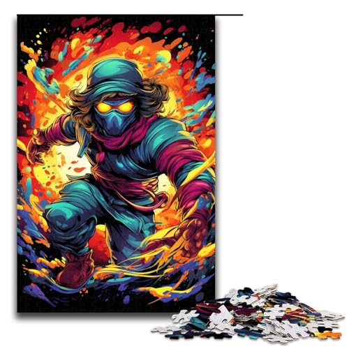 Puzzle für Erwachsene 1000 Teile Gemälde von bunten Ninjas Holzpuzzle für die Familie Lernspiel Herausforderungsspielzeug 1000 Teile (75 x 50 cm) von linghhiming
