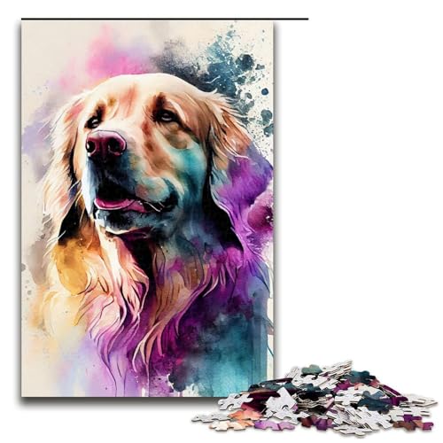 Puzzle für Erwachsene 1000 Teile Golden Retriever Aquarell Familie Holzpuzzle Lernspiel Herausforderungsspielzeug 75 x 50 cm Puzzle für Erwachsene 1000 Teile Golden Retriever Aquarell Familie Holzpuzzle Lernspiel Herausforderungsspielzeug 75 x 50 cm von linghhiming