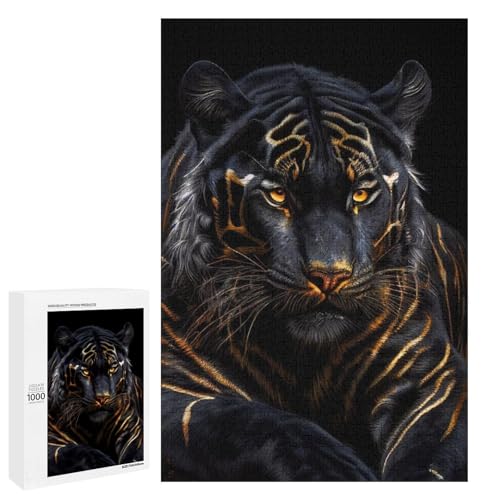 Puzzle für Erwachsene 1000 Teile Goldtiger Holzpuzzle für Kinder Lernspiel (75 x 50 cm) von linghhiming