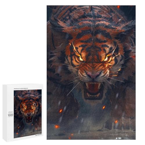 Puzzle für Erwachsene 1000 Teile Goldtiger Holzpuzzle für Kinder Lernspiel (75 x 50 cm) von linghhiming