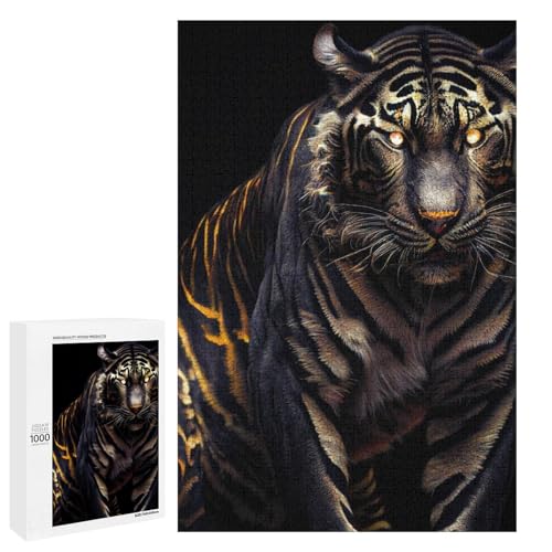 Puzzle für Erwachsene 1000 Teile Goldtiger Holzpuzzle für Kinder Lernspiel (75 x 50 cm) von linghhiming